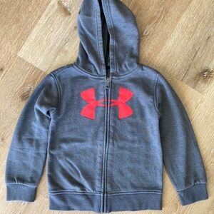 Under Armour Kids Boy Grey ans Red Zip Up Hoodie Sweater size 4